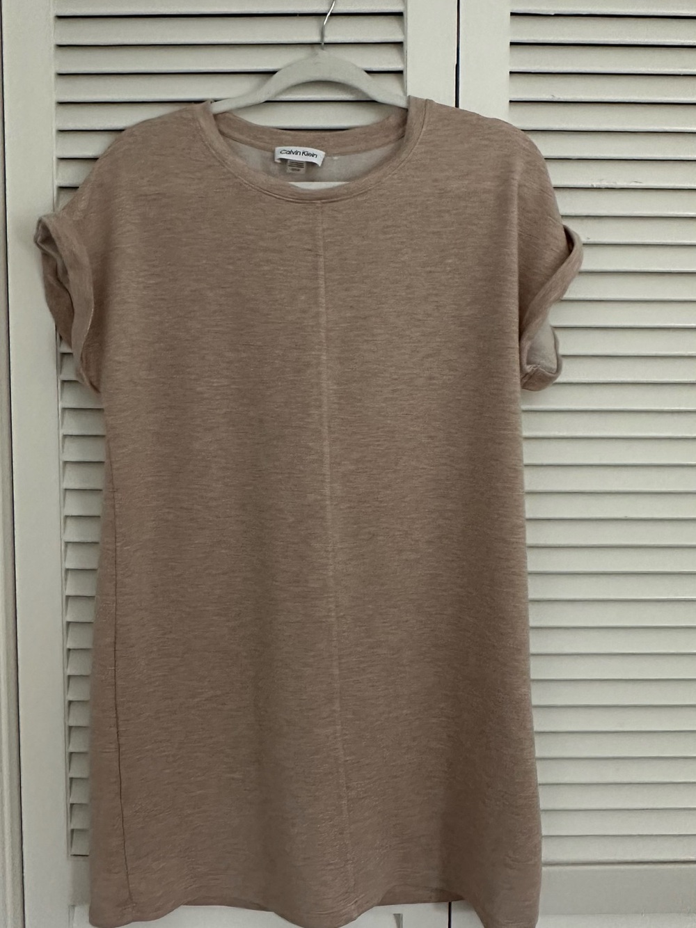 Calvin Klein Beige Short Sleeve Crewneck shift dress